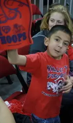 Little Hero Justin Zapata displayed his Bulldog spirit thoughout the basketball game.