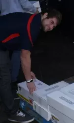 Junior linebacker Travis Brown helped deliver the 634 pounds of beef to the Fresno Poverello House.