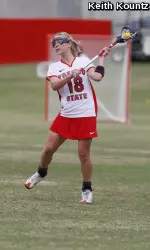 Sophomore Amanda Cross scored four goals against Bryant.