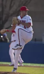 Junior Charlie Robertson earned save No. 12 on Friday night as the Dogs defeated Hawai'i 11-5.