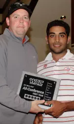 Bhavik Patel (right) won his second consecutive first team All-WAC award.
