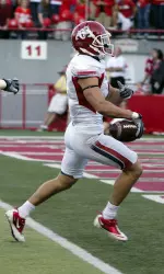 Fresno State's Devon Wylie enters the end zone for a touchdown on a punt return against Nebraska last Saturday.