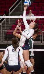 Fresno State junior Barbara Alcantara had 28 assists in the Bulldogs' 3-2 loss to UNLV on Friday night.