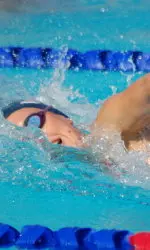 Freshman Lucy Titchin swam the final leg in the 400 Yard Freestyle Relay where Fresno State took first with a 3:35.02.