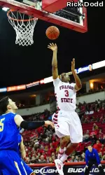 Kevin Olekaibe's career-best 32 points led Fresno State's third-highest scoring production of the season.