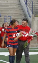 The seniors were honored with thier families before the game.
