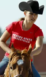 Junior Lauren Crivelli won both her points in Horsemanship and Reining Saturday against the Aggies.