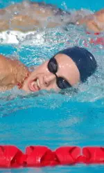 Senior Dani Yoho swam a quick 50 free with a time of 22.90 on day one of the Phill Hansel Invite.