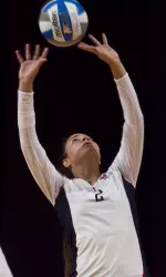 Senior Barbara Alcantara recorded her ninth double-double of the year in her final match as a Bulldog.