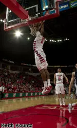 Kevin Olekaibe set a school record for most points in a regulation game with 43 to help lift the Bulldogs to their fifth straight home win.