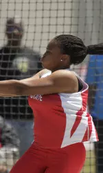J'Quyra Moncur-Blue placed fourth in the weight throw and threw an all-time personal best.