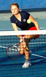 Senior Laura Pola said goodbye to the Spalding G. Wathen Tennis Center on Sunday.