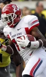 Fresno State wide receiver Davante Adams runs against Oregon.