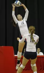 Freshman setter Brooke Legaux has posted 14 assists in the team's 6-2 offense in each of the last three matches - all 3-0 sweeps.