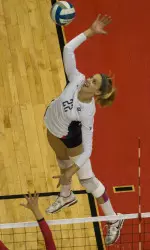 Senior outside hitter Marissa Brand logged her 20th double-digit tally of the year, and her ninth double-double of the year left her with 37 career-wise.