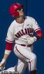 Senior Trent Garrison hit one of two Fresno State home runs in the Bulldogs' 8-6 win over Hawai'i.