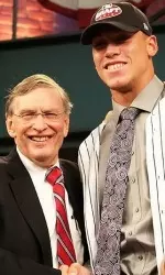 Fresno State's Aaron Judge was the only collegiate player to attend the 2013 MLB Draft at MLB Network's Studio 42 in New Jersey on Thursday.