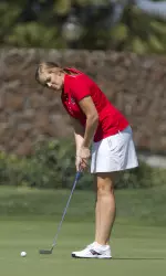 Senior Alison Timlin recorded her best round of the tournament to card a 77 in round three.