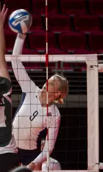 Senior Jamiee-Lee Morrow lead the 'Dogs in kills and block against the Aggies