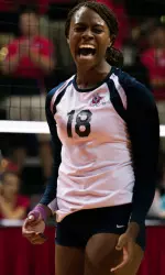 Junior Zana Bownes has posted 55 kills and 49 digs at home this season - leading the 'Dogs in both catergories
