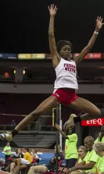 Senior Je'Nia Sears soared to victory in the long jump on Friday
