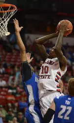 Fresno State junior Alex Davis scored 12 points, including a perfect 8-for-8 clip at the free throw line, in the Bulldogs' Mountain West opening round win over Air Force on Wednesday.