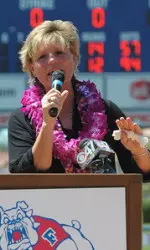 Fans are asked to come early to the 2 p.m. game on Sat., May 3 vs. CSU to cheer on former Bulldog Head Coach Margie Wright's first pitch.