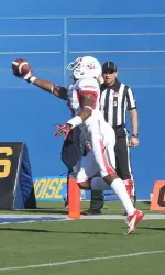 Josh Harper makes a one-handed touchdown catch last season at San Jose State
