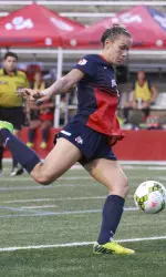 Senior, Jaycee Bingham scores the first goal of the season in the first half.