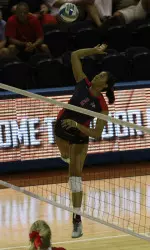 Last weekend, freshman middle blocker Lauren Torres led the team in blocks at SDSU (4) for the third time the last five matches.