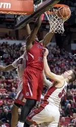 Junior forward Karachi Edo leads the Bulldogs with 17 dunks this season.