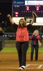 Former Bulldog pitcher Wende Ward threw out the ceremonial first pitch on Friday night.