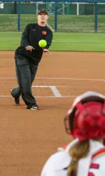Former Bulldog All-American, Laura Berg threw out the ceremonial first pitch on Saturday night.