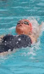 Freshman Ugne Mazutaityte won the 100 and 200 backstroke events to lead the 'Dogs to a Beach Cup victory.