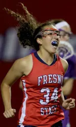 Sophomore Nicole Ortlieb scored her 14th and 15th goals of the season.