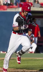 Sophomore first baseman Aaron Arruda hit his team-leading eighth home run of the season.