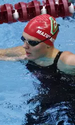 Ugne Mazutaityte holds the backstroke records for both Fresno State and Lithuania