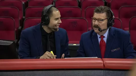 Matt Norville (left) and Ralph Wood (right) broadcasting