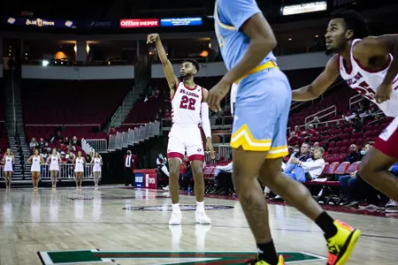 Destin Whitaker shoots during game against LUI