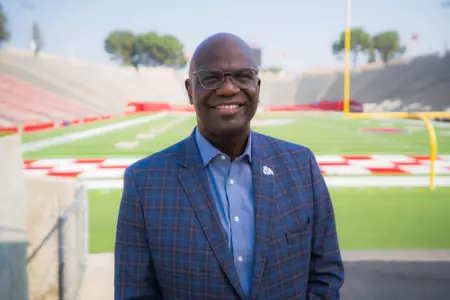 Terry Tumey, portrait, Bulldog Stadium (from south)
