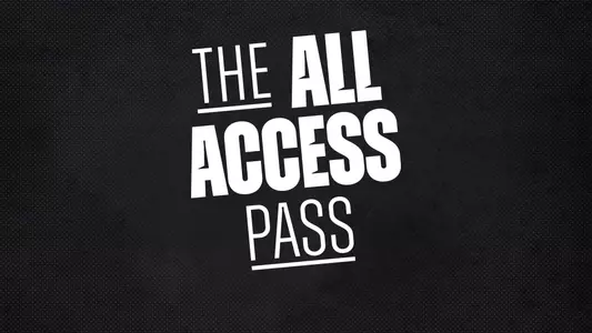 The All Access Pass, black background, white text