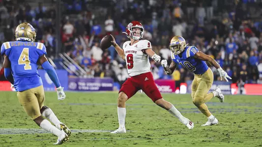 Jake Haener looks toward his receiver at UCLA