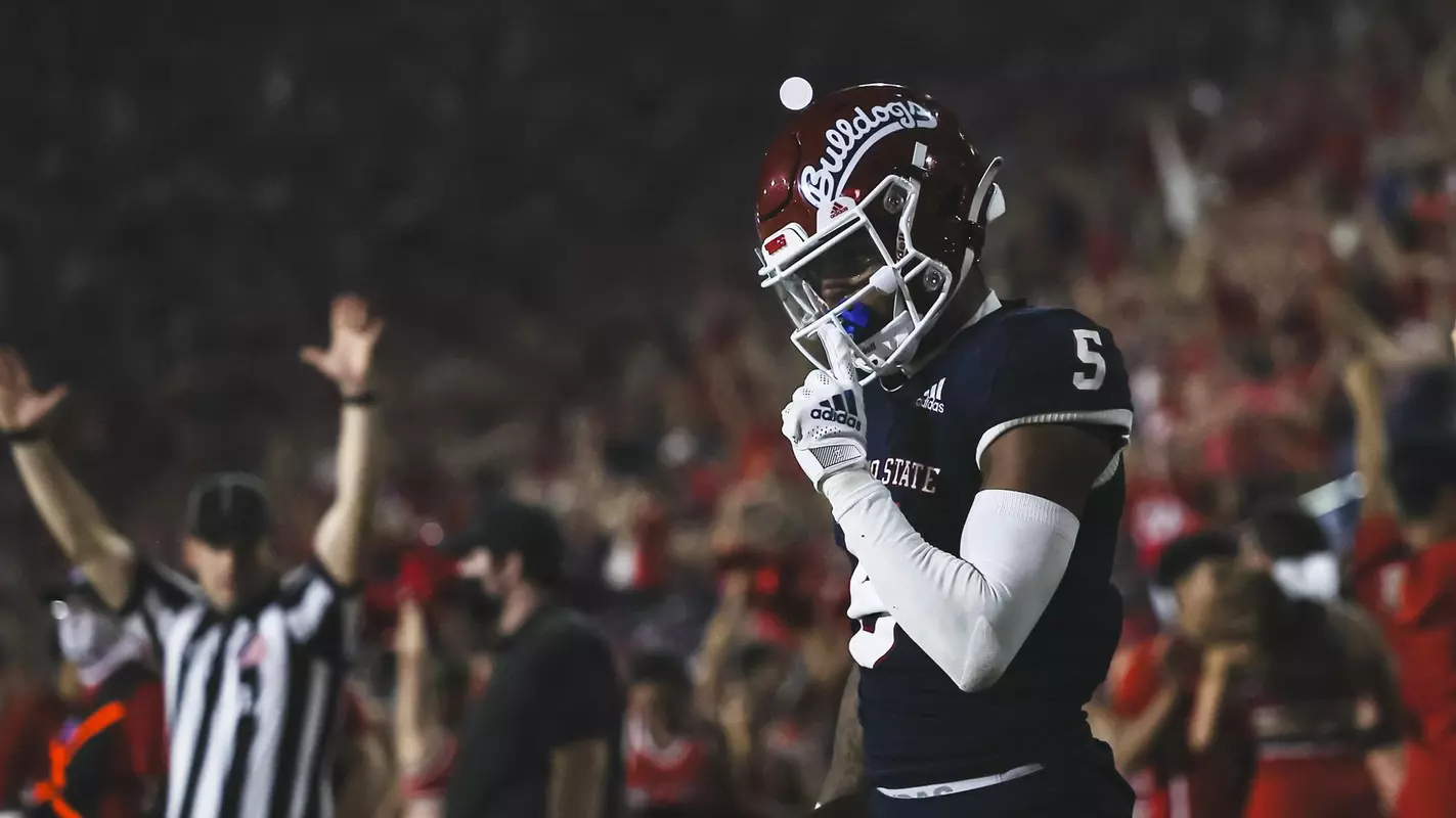 Jalen Cropper celebrates a touchdown against UNLV