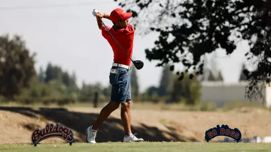 The Fresno State Bulldogs Mens Golf Team competes at the 2022 Nick Watney Invitational at the Kings River Golf Course and Country Club in Kingsburg, CA on September 27, 2022. (Samuel Marshall Photography)