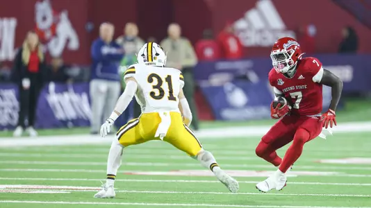 The Fresno State Bulldogs take on the Wyoming Cowboys at Valley Childrenâ??s Stadium in Fresno, California on November 25, 2022. (Samuel Marshall Photography)