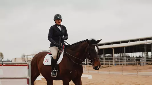 Cecily Hayes exits the arena after her flat ride.