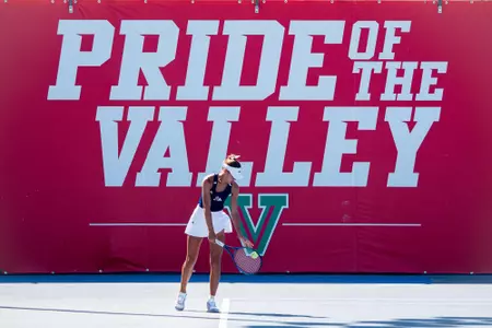 Carolina Piferi, serve, Pride of The Valley in background, vs. San Diego State