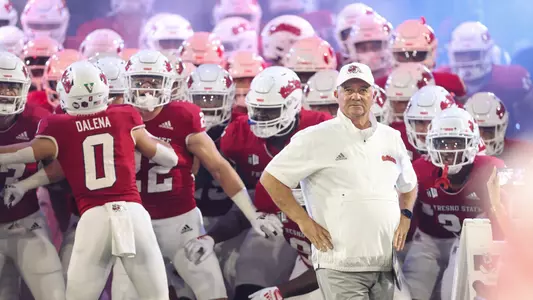 Fresno State Football team gets ready to head down the ramp