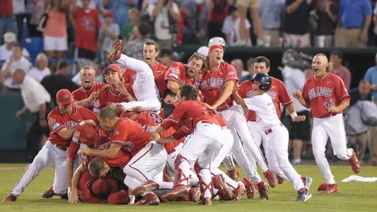 2008 College world series dogpile