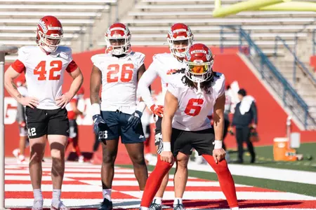 Linebackers at spring practice.